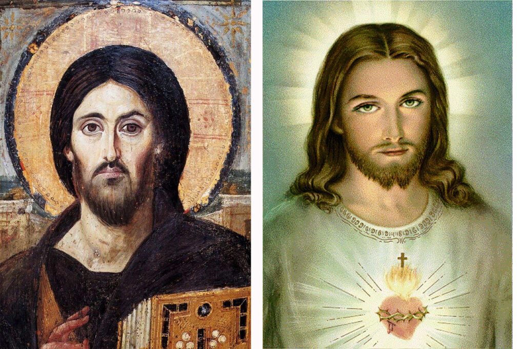 Jesus com barba e cabelo comprido